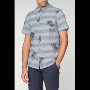 Brand New Ben Sherman Short Sleeve Striped Palm Print Shirt